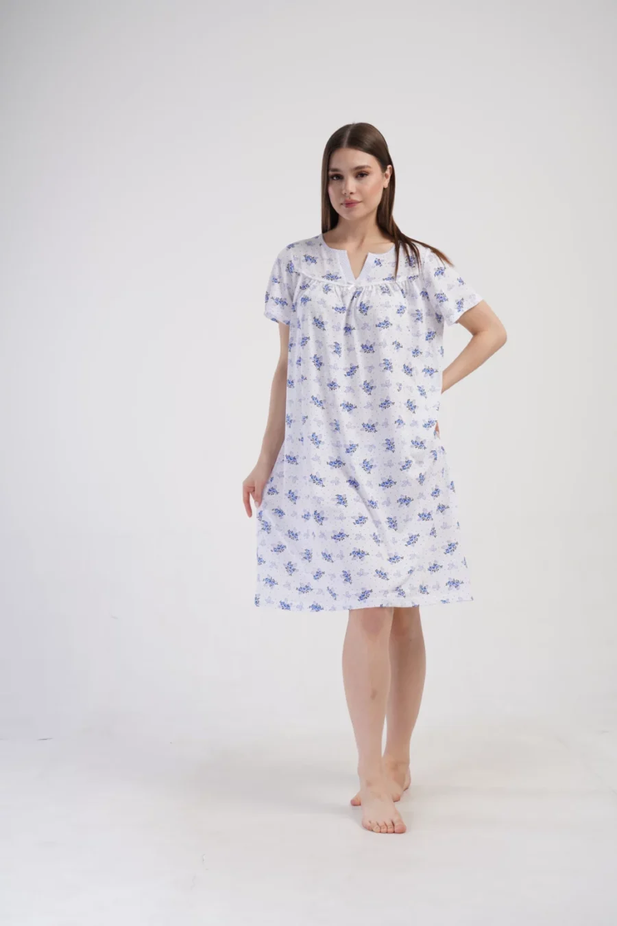 Koszula Nocna Vienetta Blue Night, Biało - Niebieska , r. M-XXL - obrazek 4