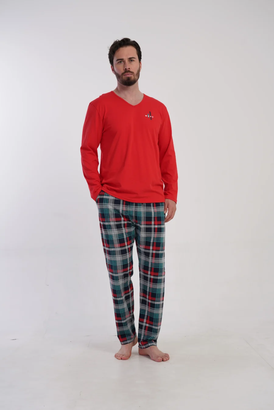 Piżama Męska Vienetta Plaid Comfort, Czerwony, r. 1XL-4XL - obrazek 2
