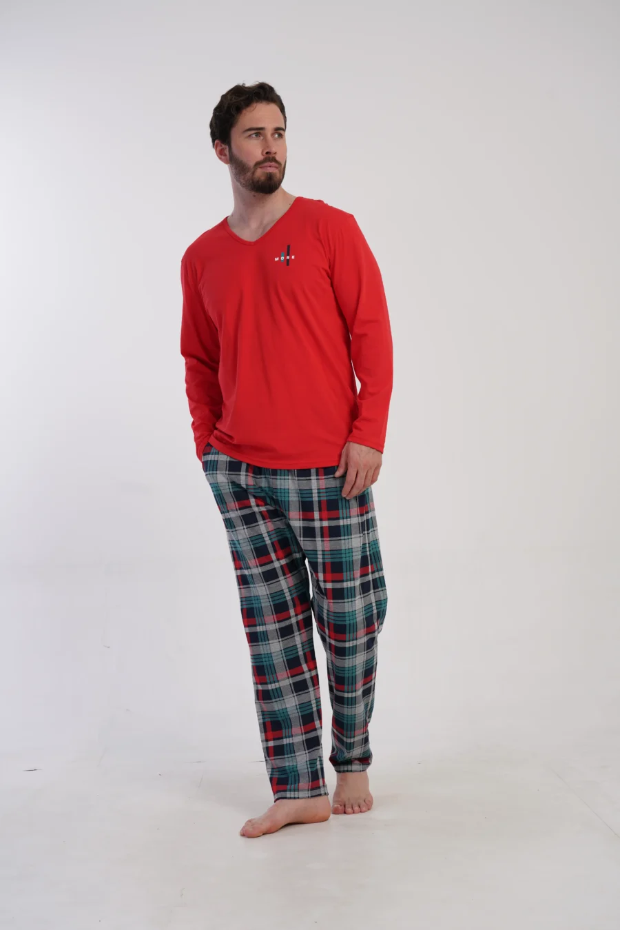 Piżama Męska Vienetta Plaid Comfort, Czerwony, r. 1XL-4XL - obrazek 3