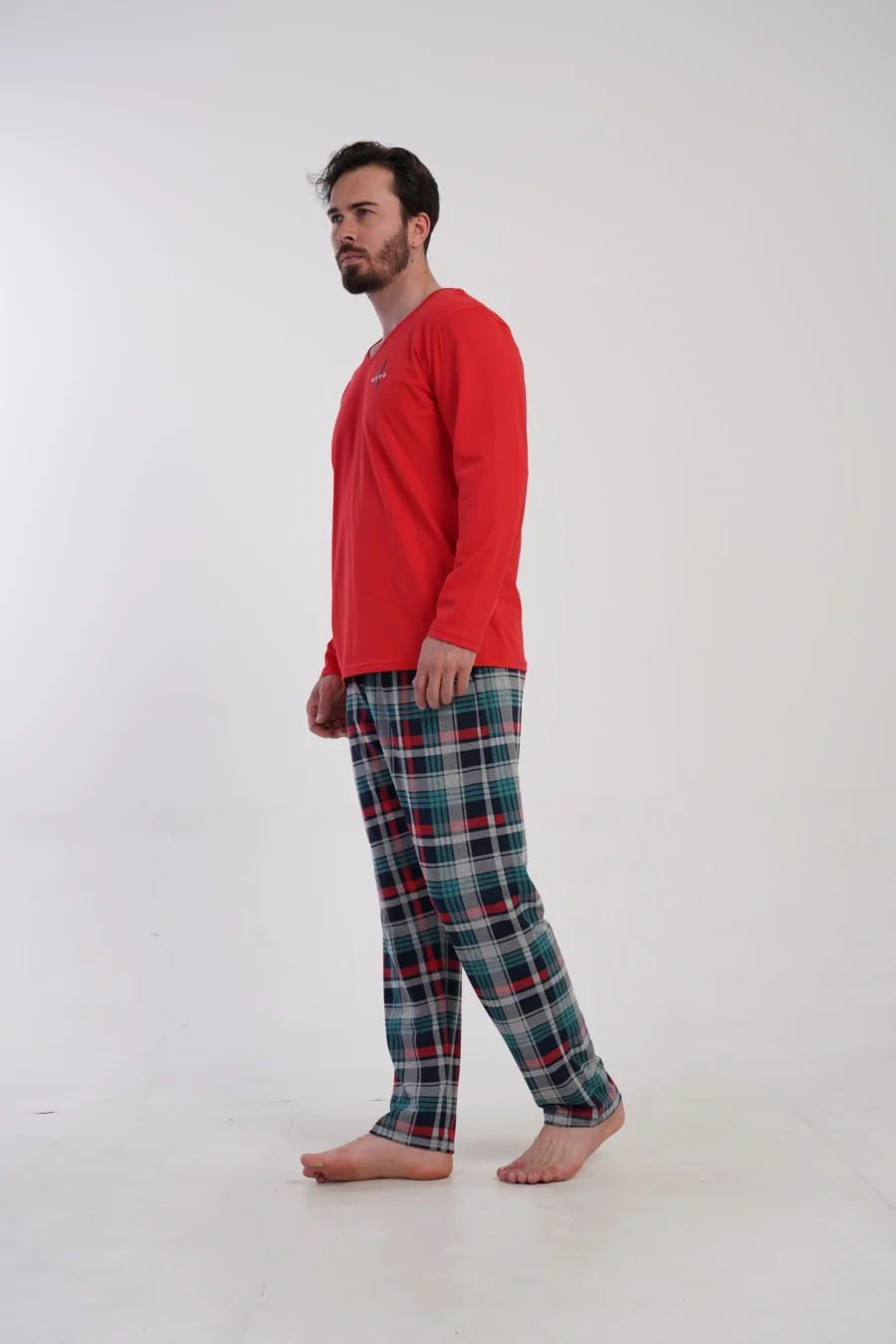 Piżama Męska Vienetta Plaid Comfort, Czerwony, r. 1XL-4XL - obrazek 5