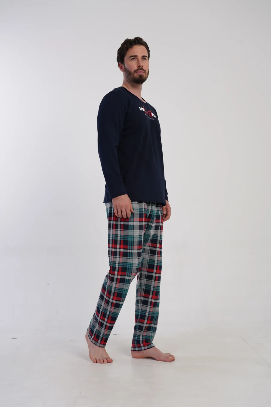 Piżama Męska Vienetta Navy Check, Granatowy, r. M-XXL - obrazek 3