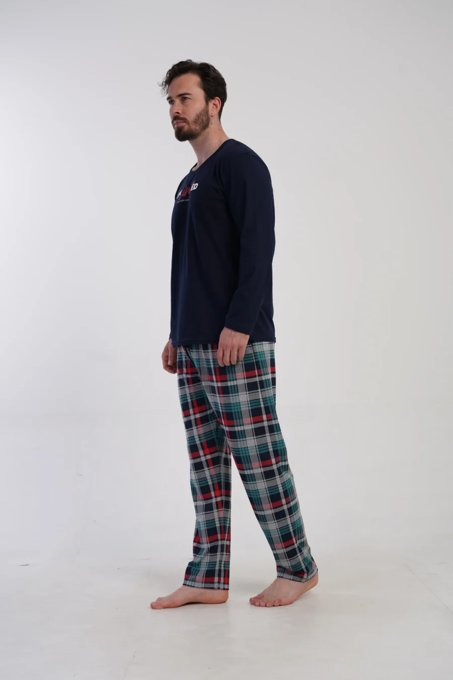 Piżama Męska Vienetta Navy Check, Granatowy, r. M-XXL - obrazek 4