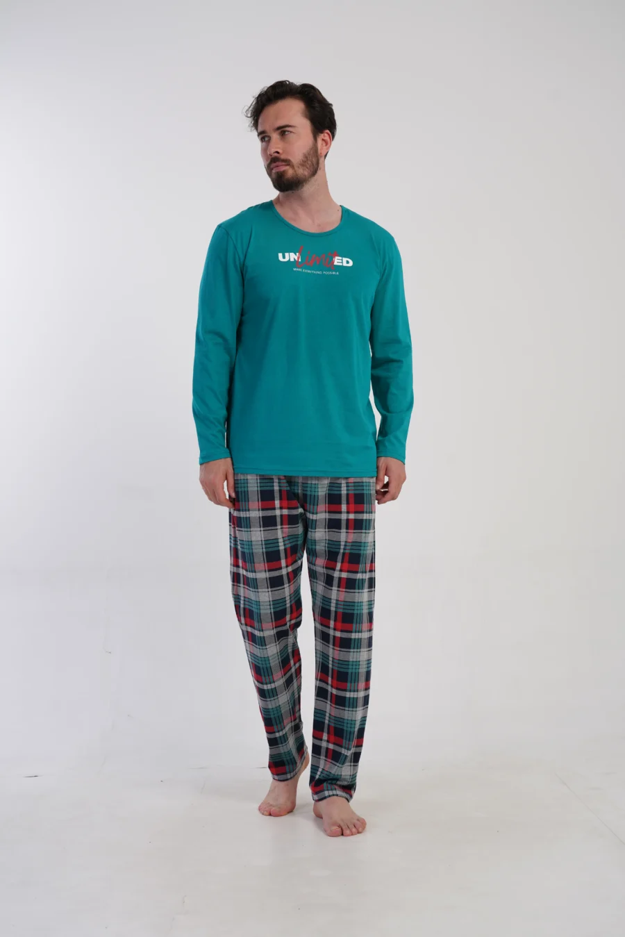 Piżama Męska Vienetta Green Check, Zielony, r. M-XXL - obrazek 2