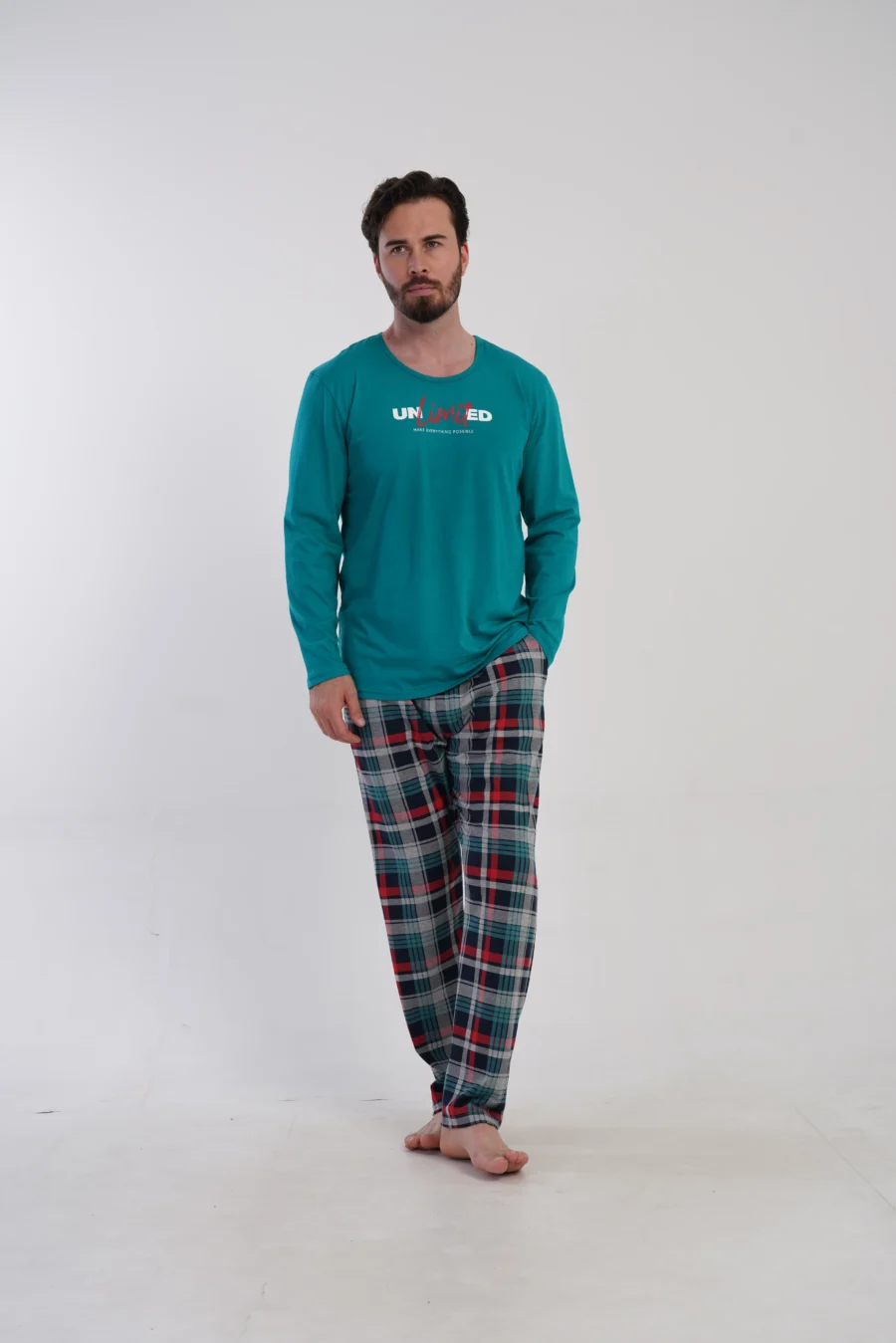 Piżama Męska Vienetta Green Check, Zielony, r. M-XXL - obrazek 3
