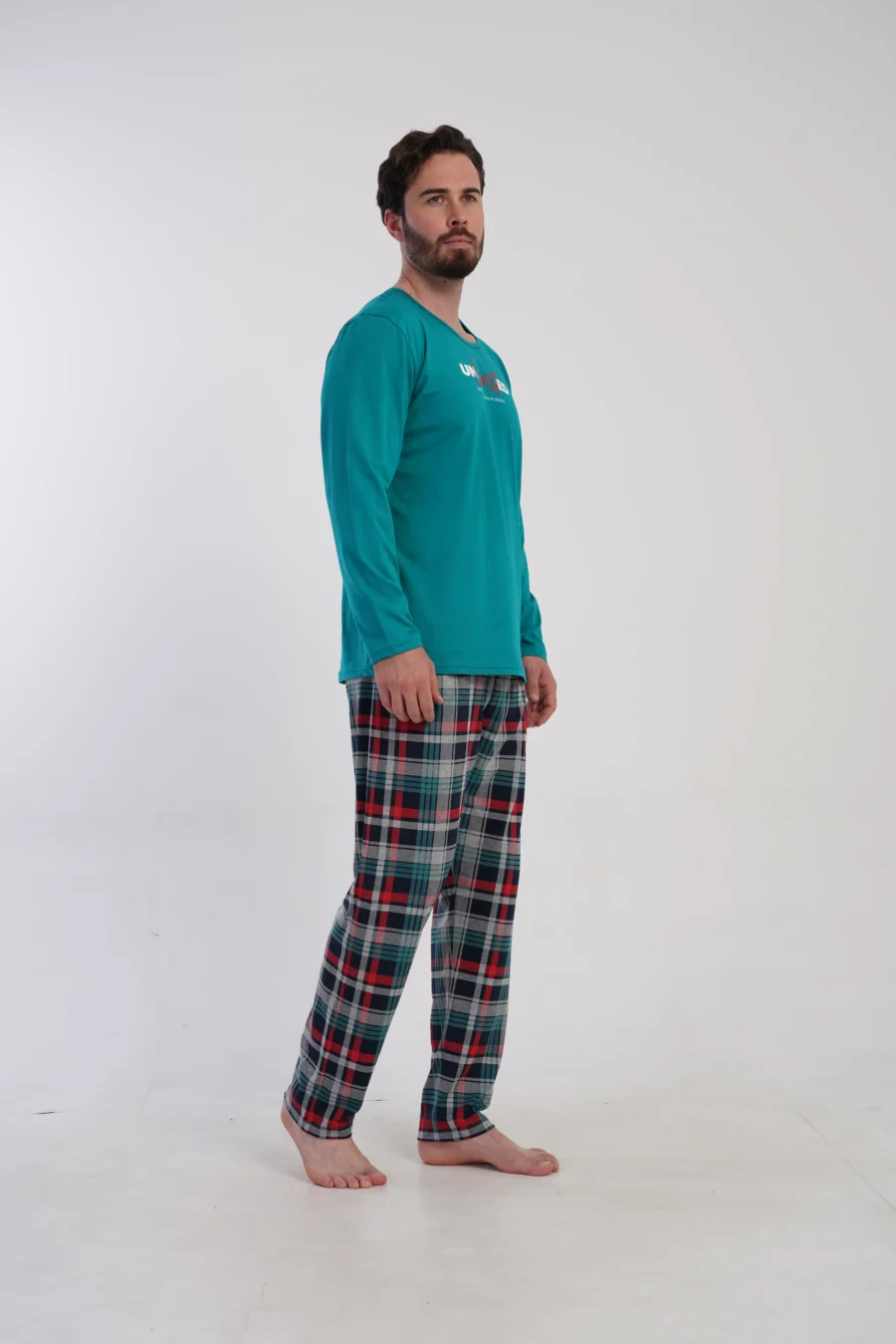Piżama Męska Vienetta Green Check, Zielony, r. M-XXL - obrazek 5
