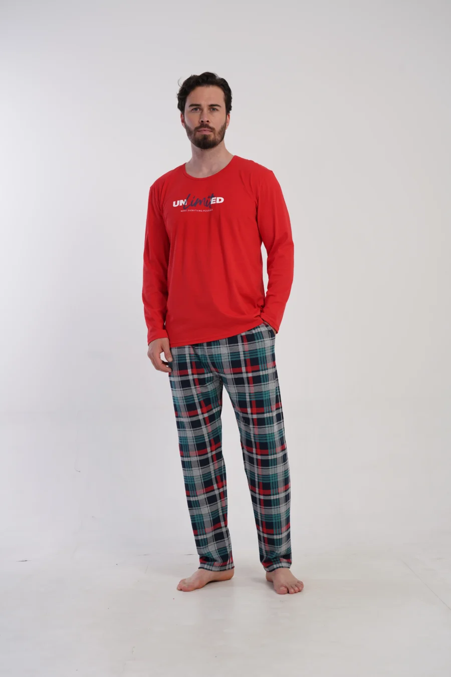 Piżama Męska Vienetta Red Check, Czerwony, r. M-XXL - obrazek 2