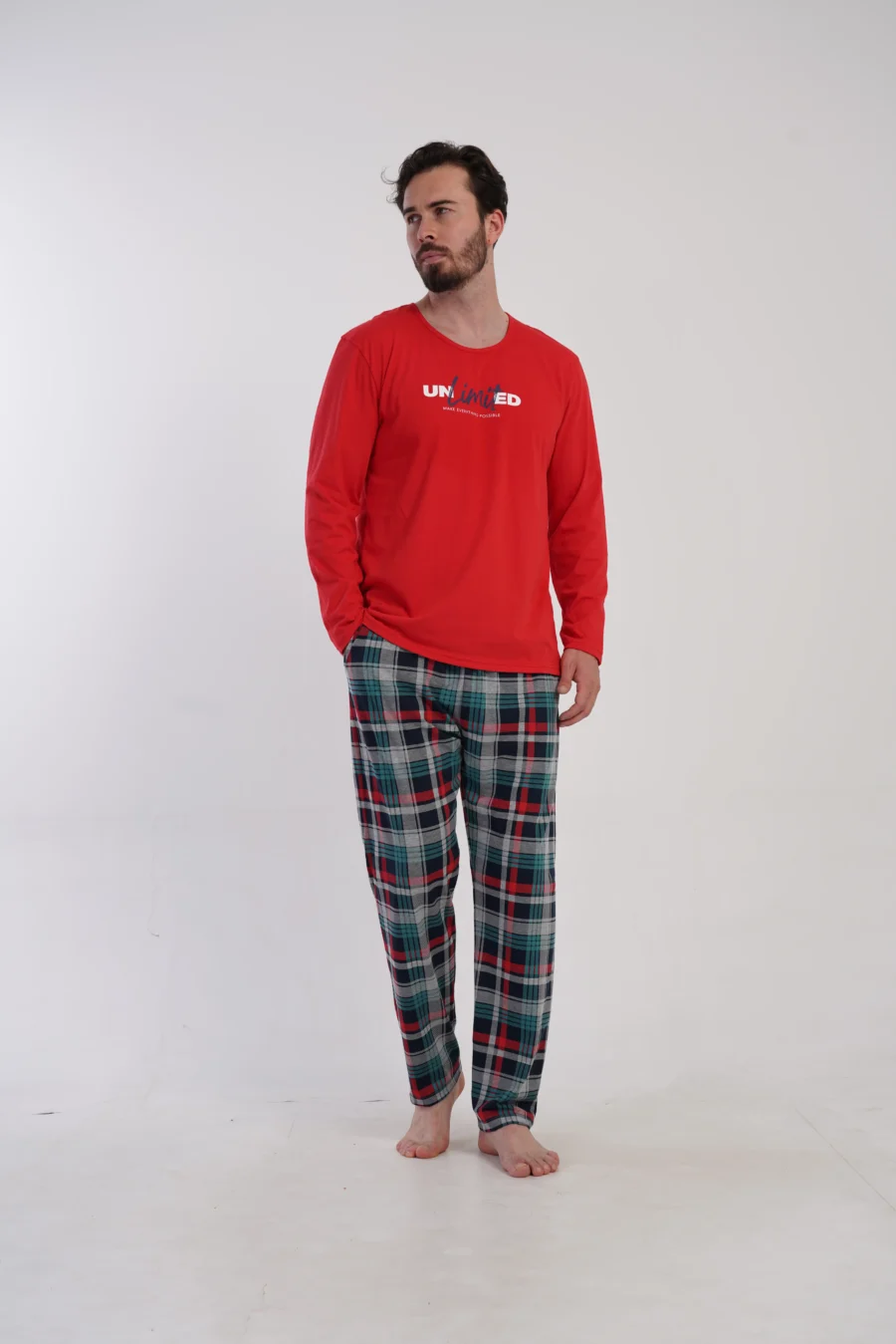 Piżama Męska Vienetta Red Check, Czerwony, r. M-XXL - obrazek 3