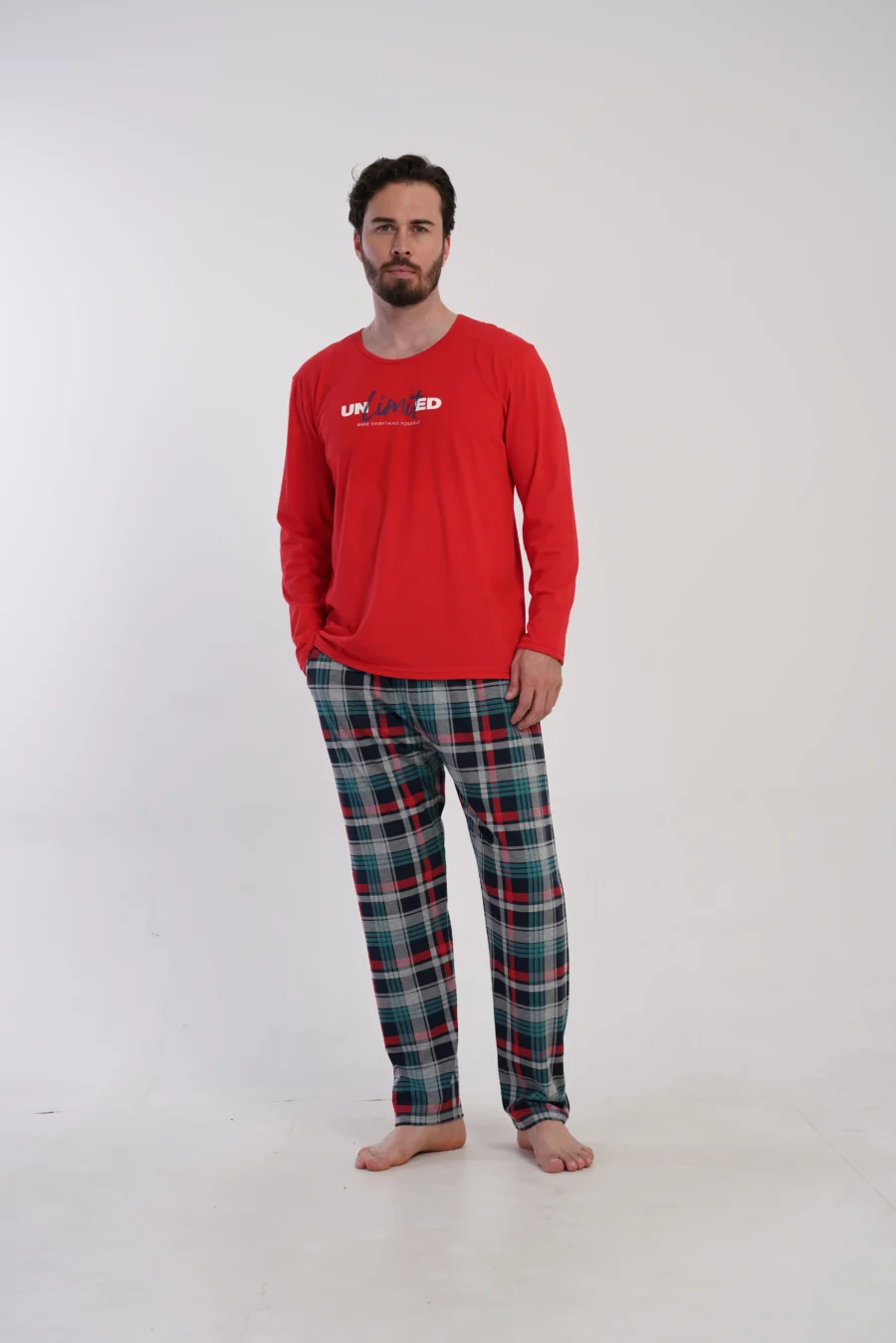 Piżama Męska Vienetta Red Check, Czerwony, r. M-XXL - obrazek 4