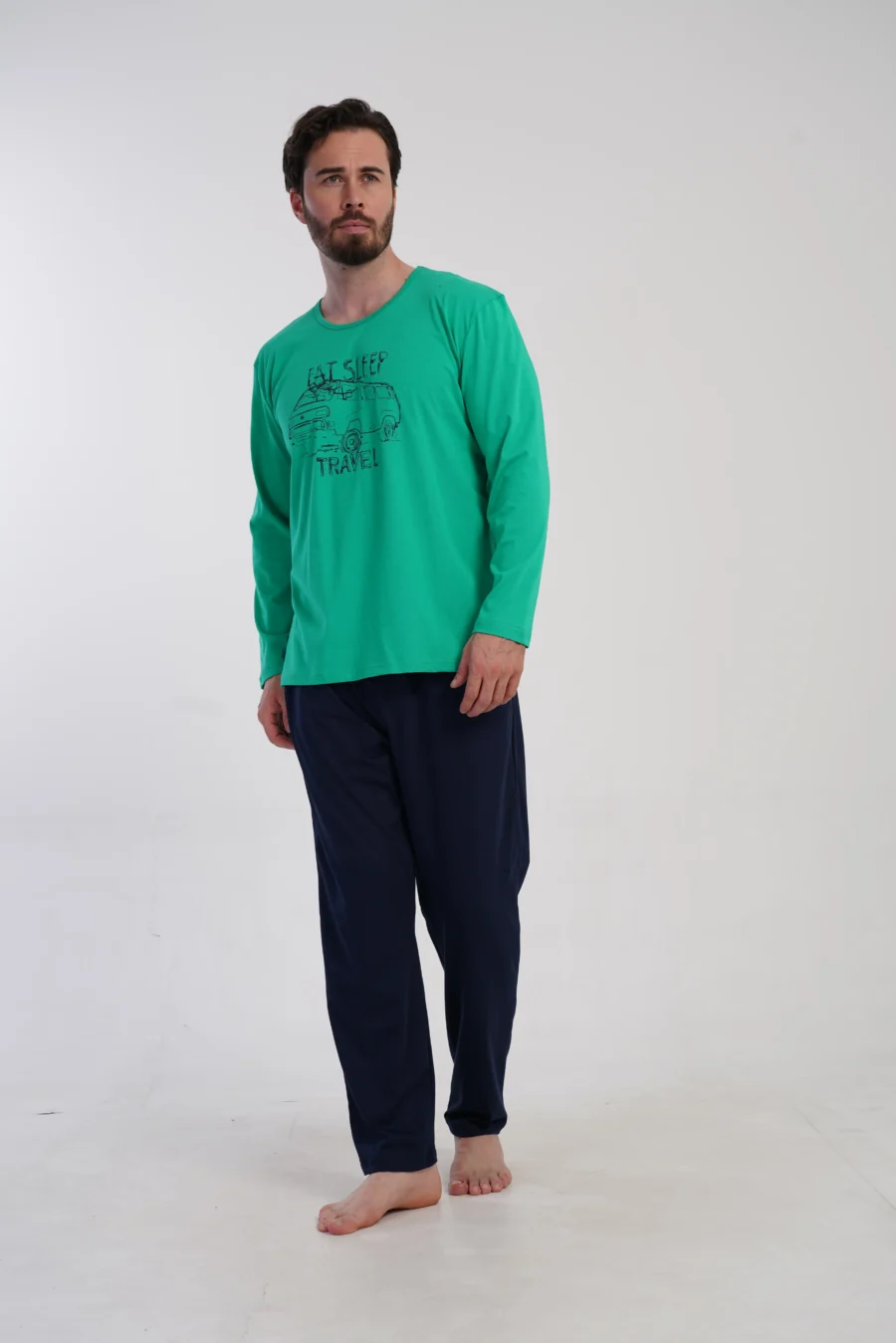 Piżama Męska Vienetta Travel Mood, Zielony, r. S-XL - obrazek 2