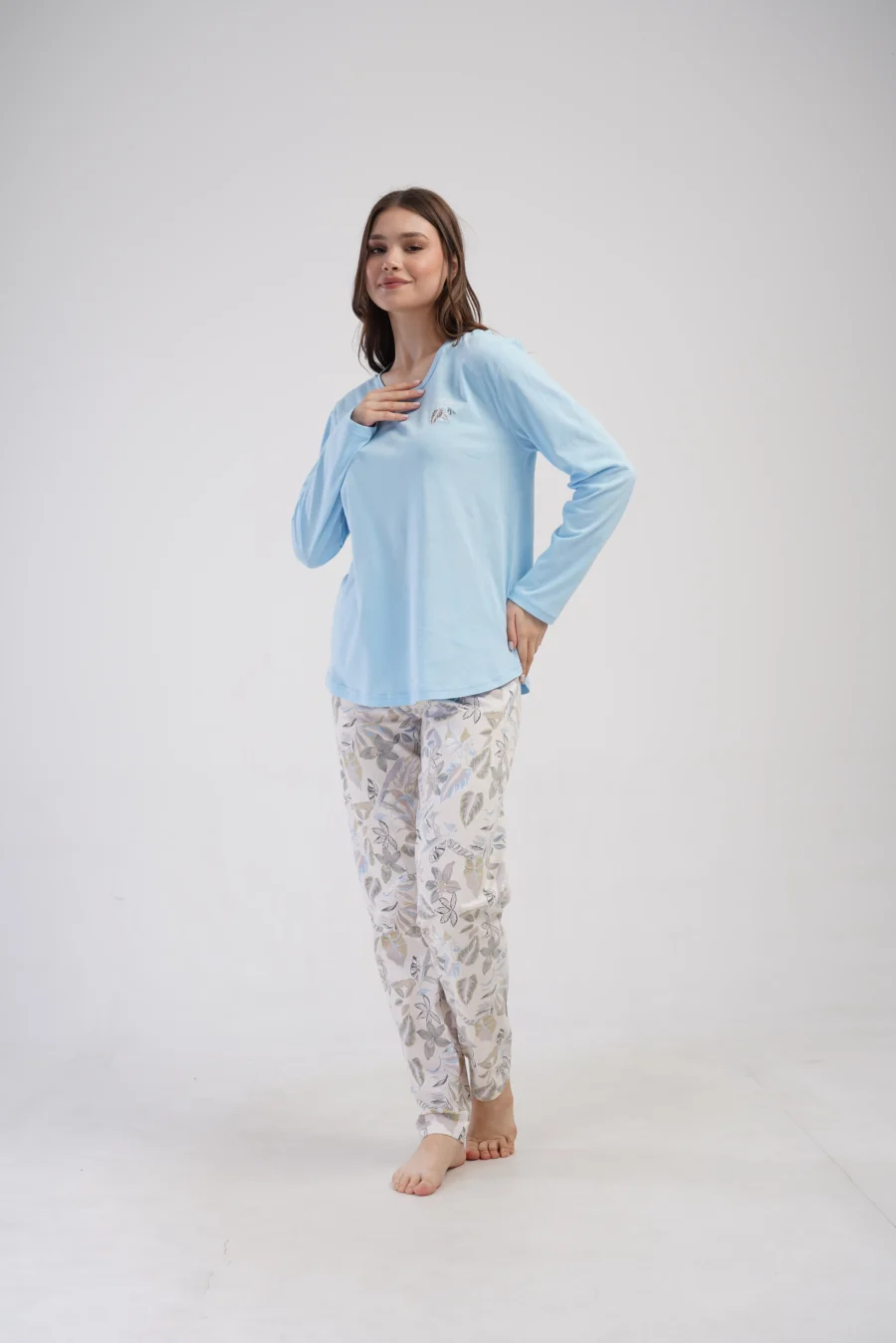 Piżama Damska Vienetta Leaf Forever, Błękitny, r. 1XL-4XL - obrazek 2
