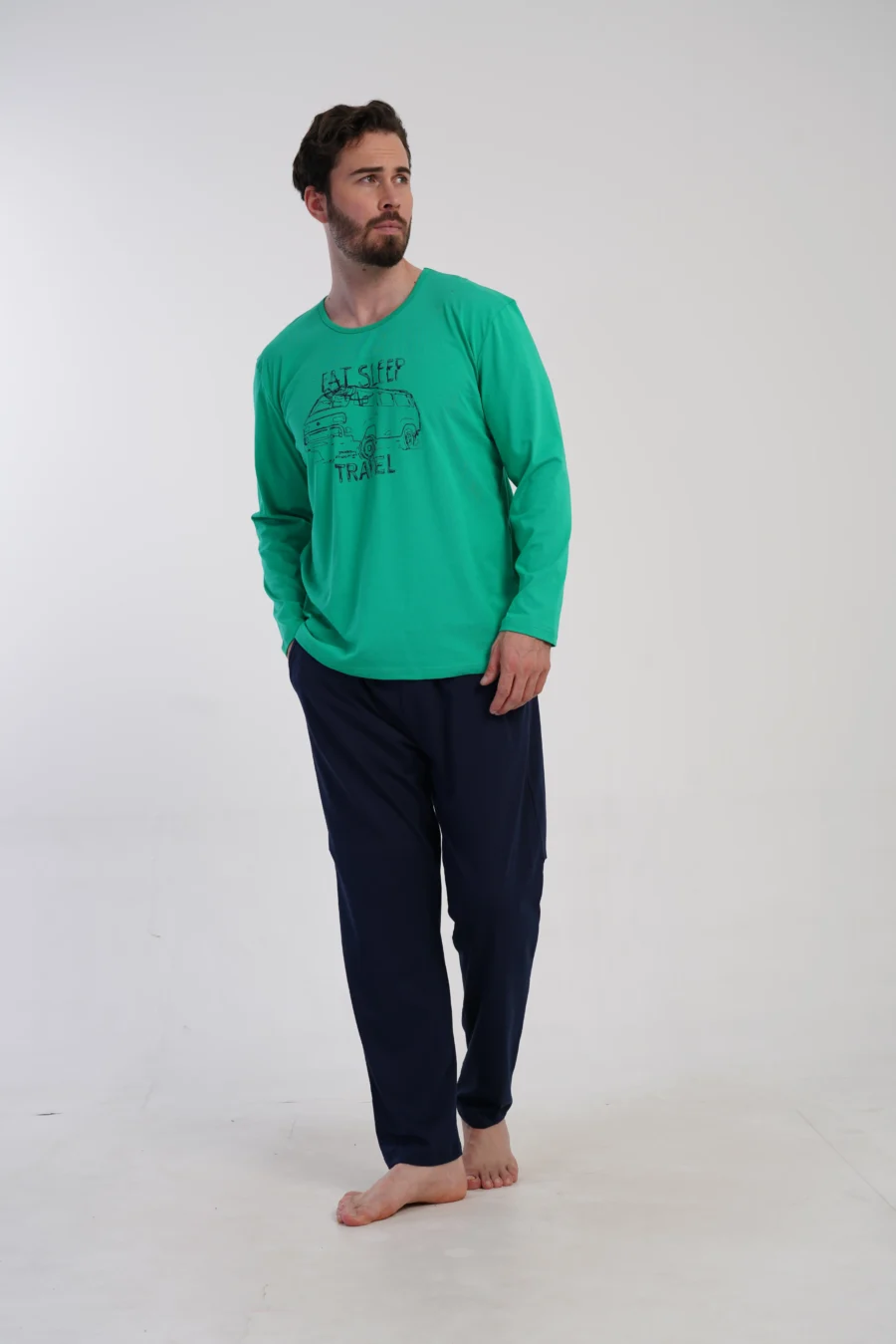 Piżama Męska Vienetta Travel Mood, Zielony, r. S-XL - obrazek 4