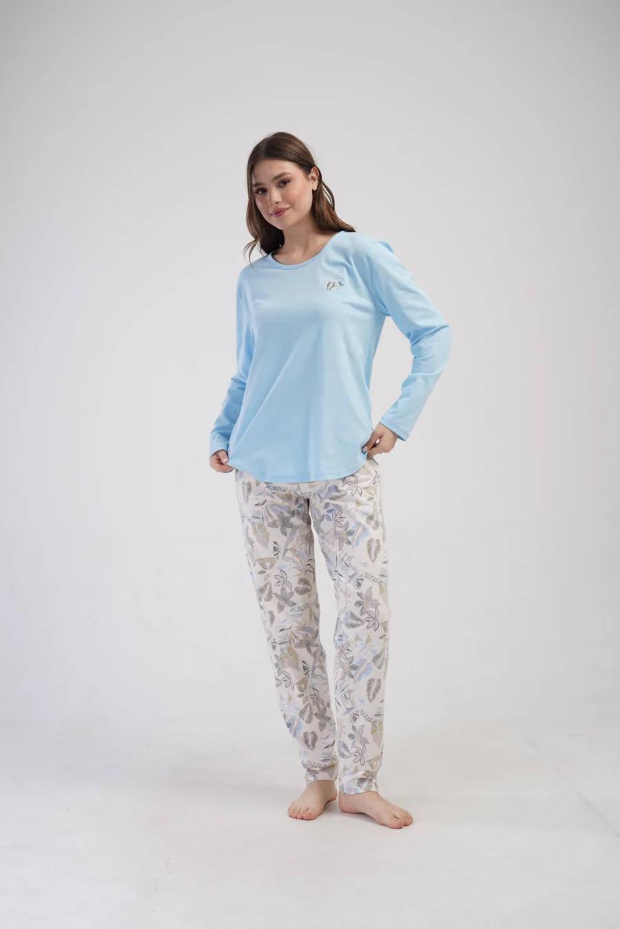 Piżama Damska Vienetta Leaf Forever, Błękitny, r. 1XL-4XL - obrazek 6