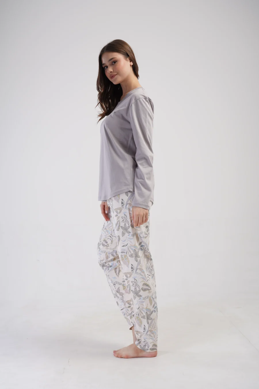 Piżama Damska Vienetta Leaf Forever, Szary, r. 1XL-4XL - obrazek 6