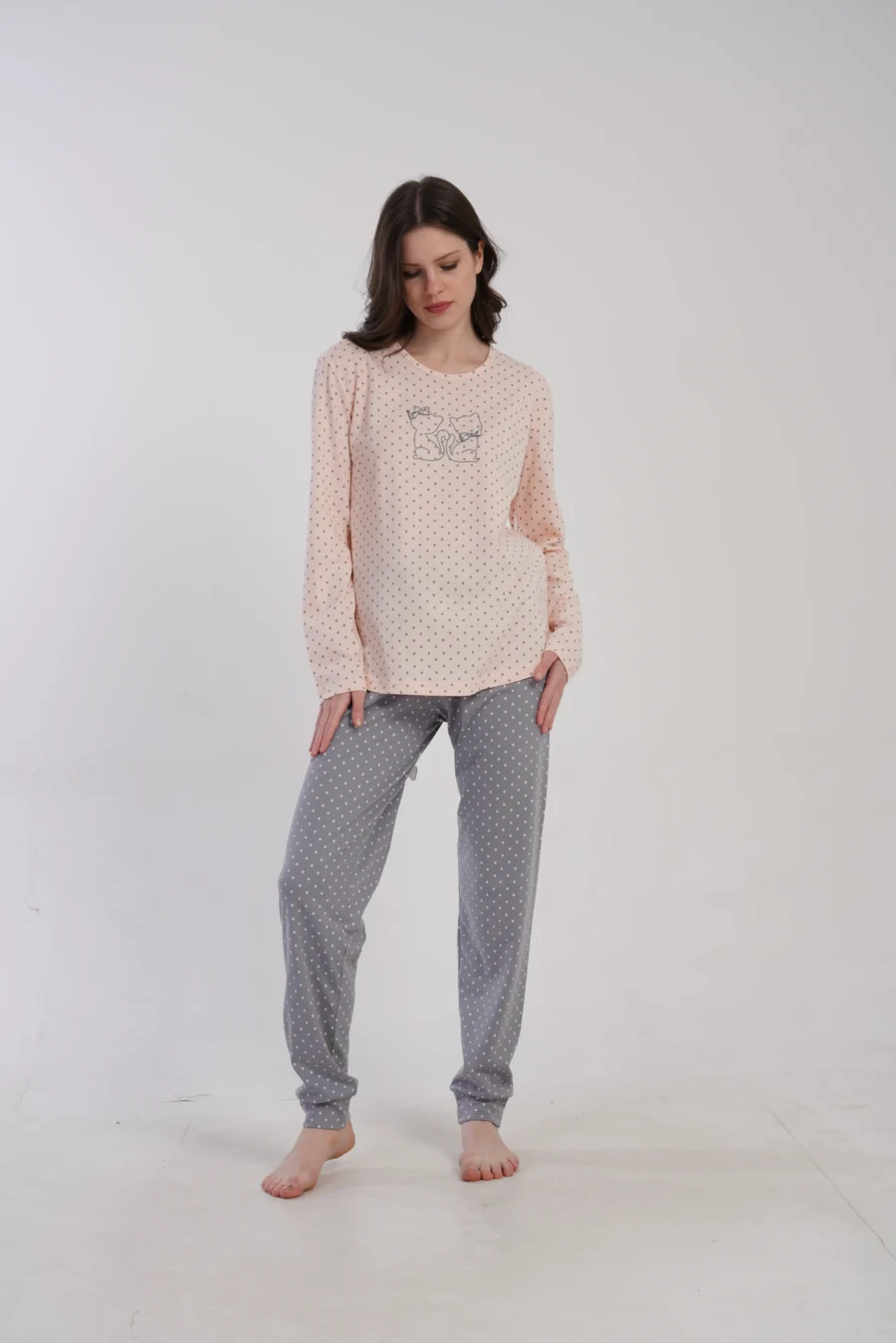 Piżama Damska Vienetta Cotton Cats, Różowy, r. M-XXL - obrazek 5