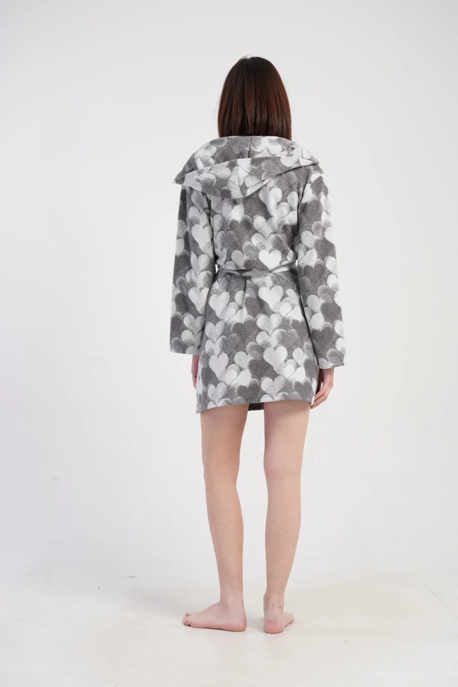 Szlafrok damski Vienetta Heart Robe, Szary, r. S-XL - obrazek 5