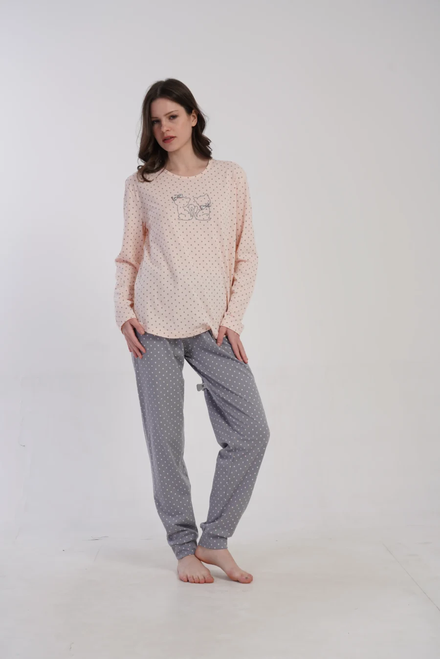 Piżama Damska Vienetta Cotton Cats, Różowy, r. M-XXL - obrazek 6