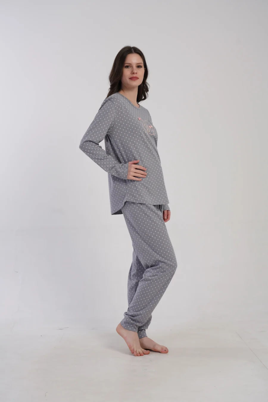 Piżama Damska Vienetta Cotton Cats, Szary, r. M-XXL - obrazek 4
