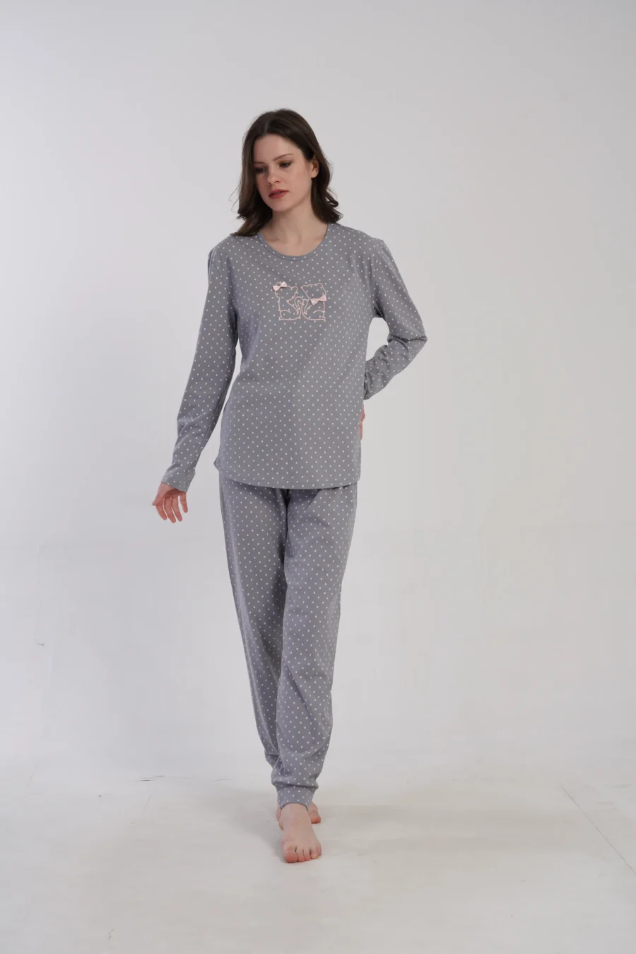 Piżama Damska Vienetta Cotton Cats, Szary, r. M-XXL - obrazek 6