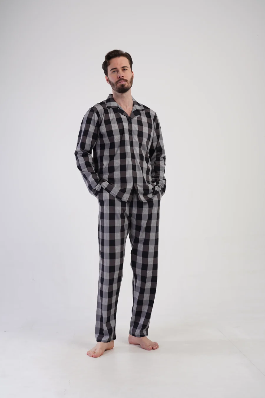 Piżama Męska Vienetta Classic Check, Szary, r. M-XXL - obrazek 3