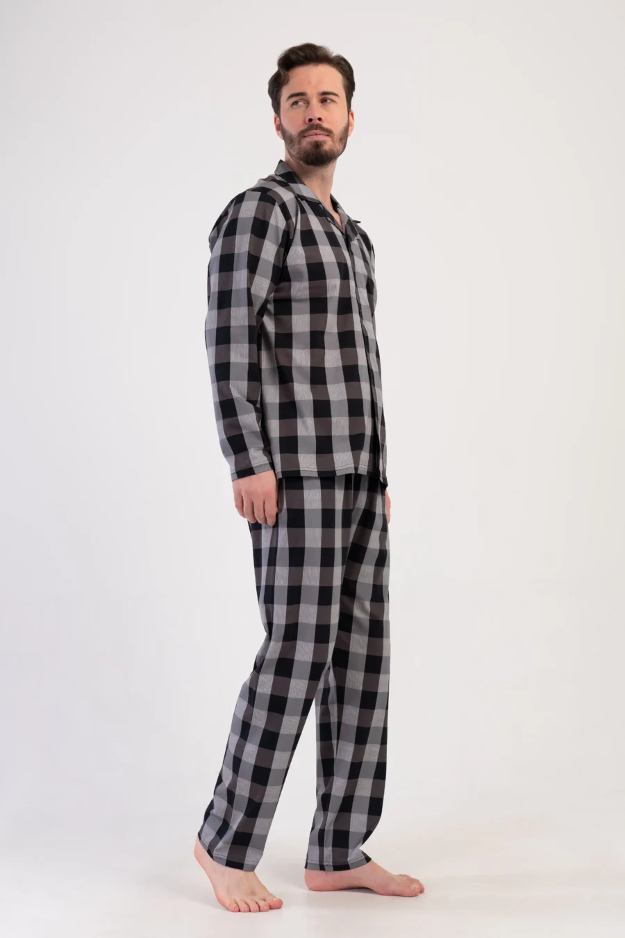 Piżama Męska Vienetta Classic Check, Szary, r. M-XXL - obrazek 4