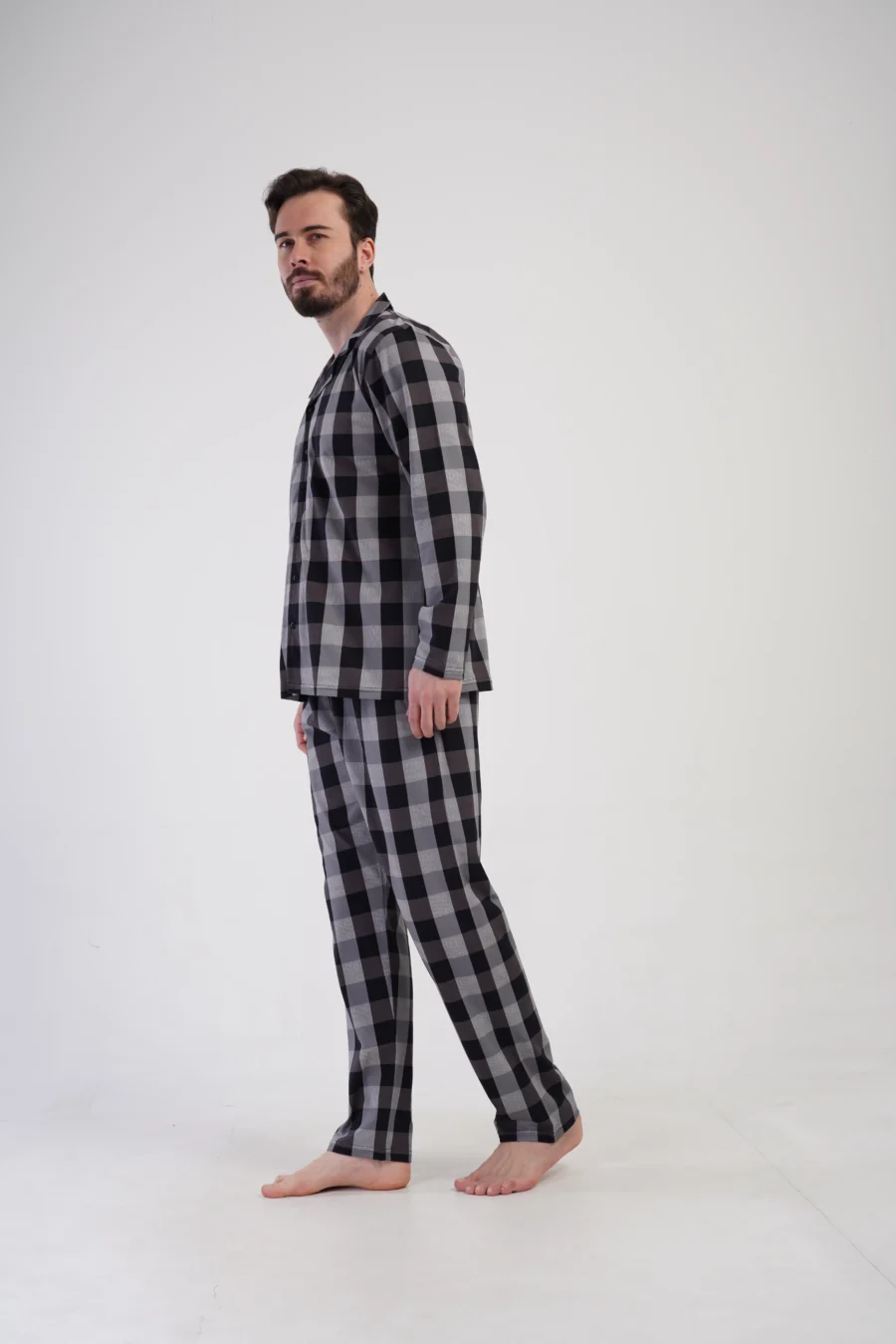 Piżama Męska Vienetta Classic Check, Szary, r. M-XXL - obrazek 5