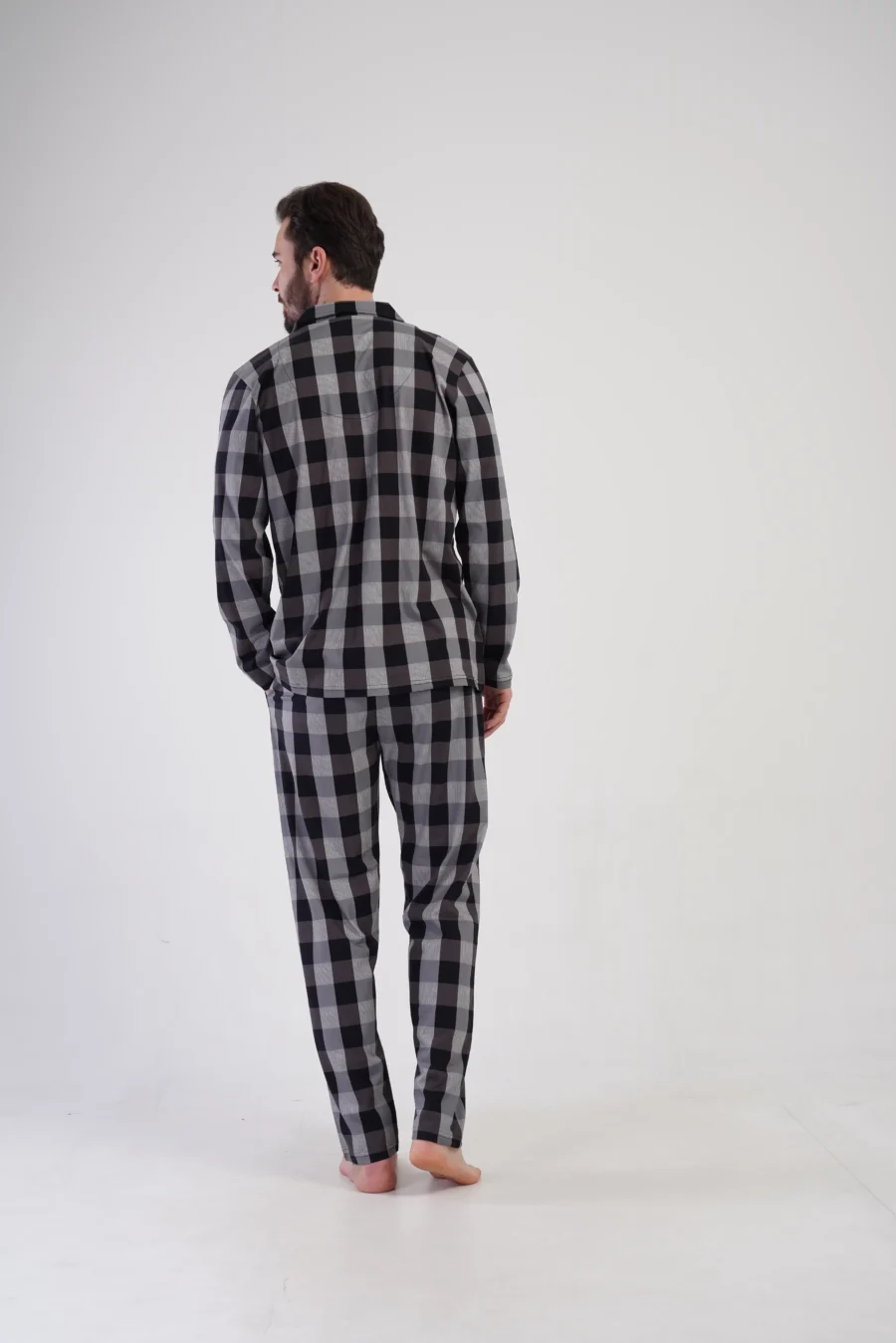 Piżama Męska Vienetta Classic Check, Szary, r. M-XXL - obrazek 6