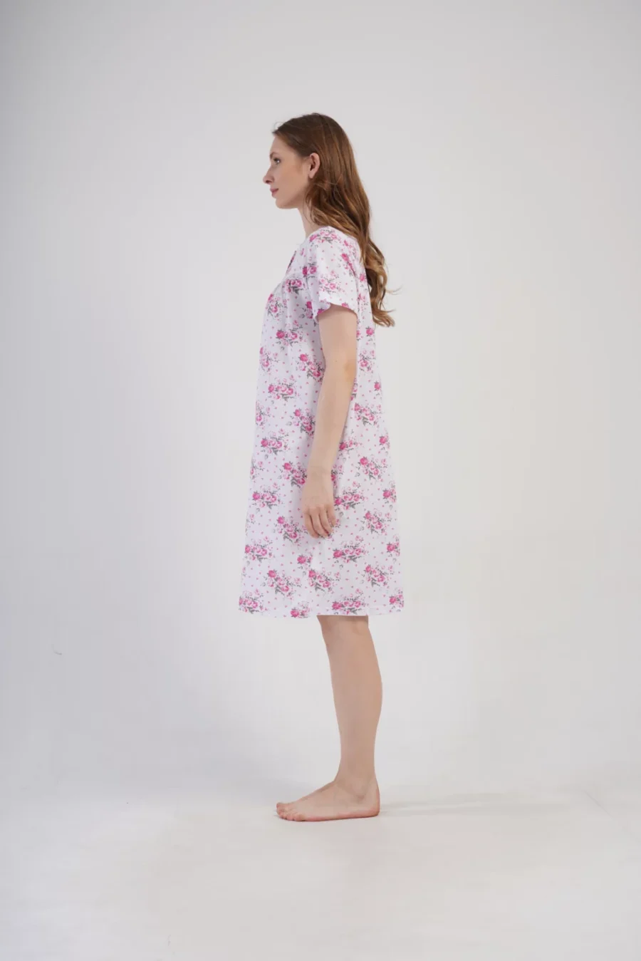 Koszula Nocna Vienetta Pink Bloom, Biało - Różowa , r. M-XXL - obrazek 2