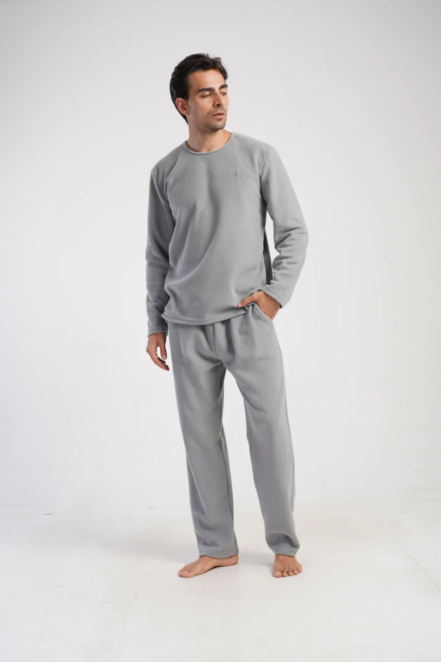 Piżama Męska polarowa Vienetta Polar Warmth, Szary, r. S-XXL - obrazek 3