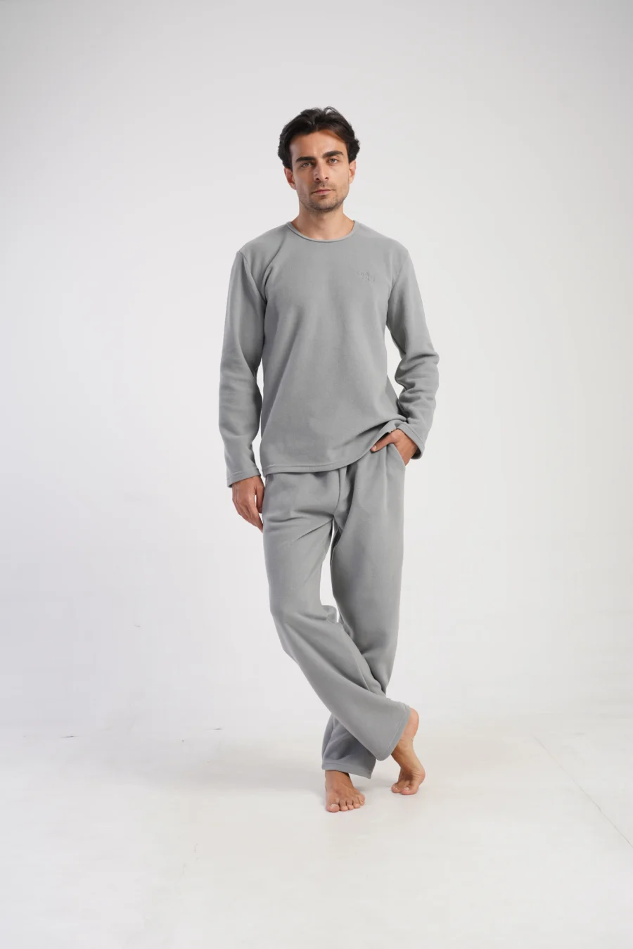 Piżama Męska polarowa Vienetta Polar Warmth, Szary, r. S-XXL - obrazek 6