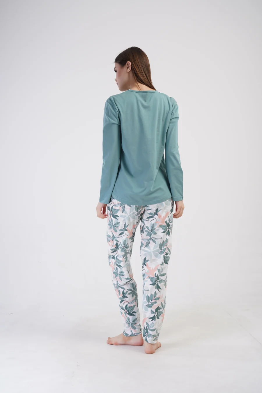 Piżama Damska Vienetta Leaf Forever, Morski, r. 1XL-4XL - obrazek 4