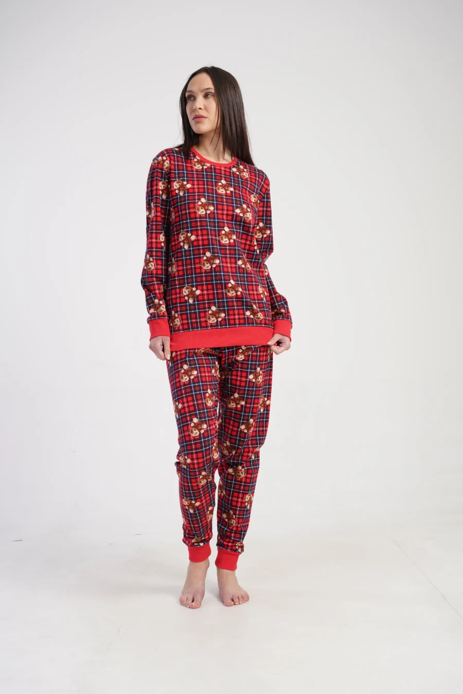 Piżama Damska Vienetta Bear Warmth, Czerwony, r. S-XL - obrazek 2