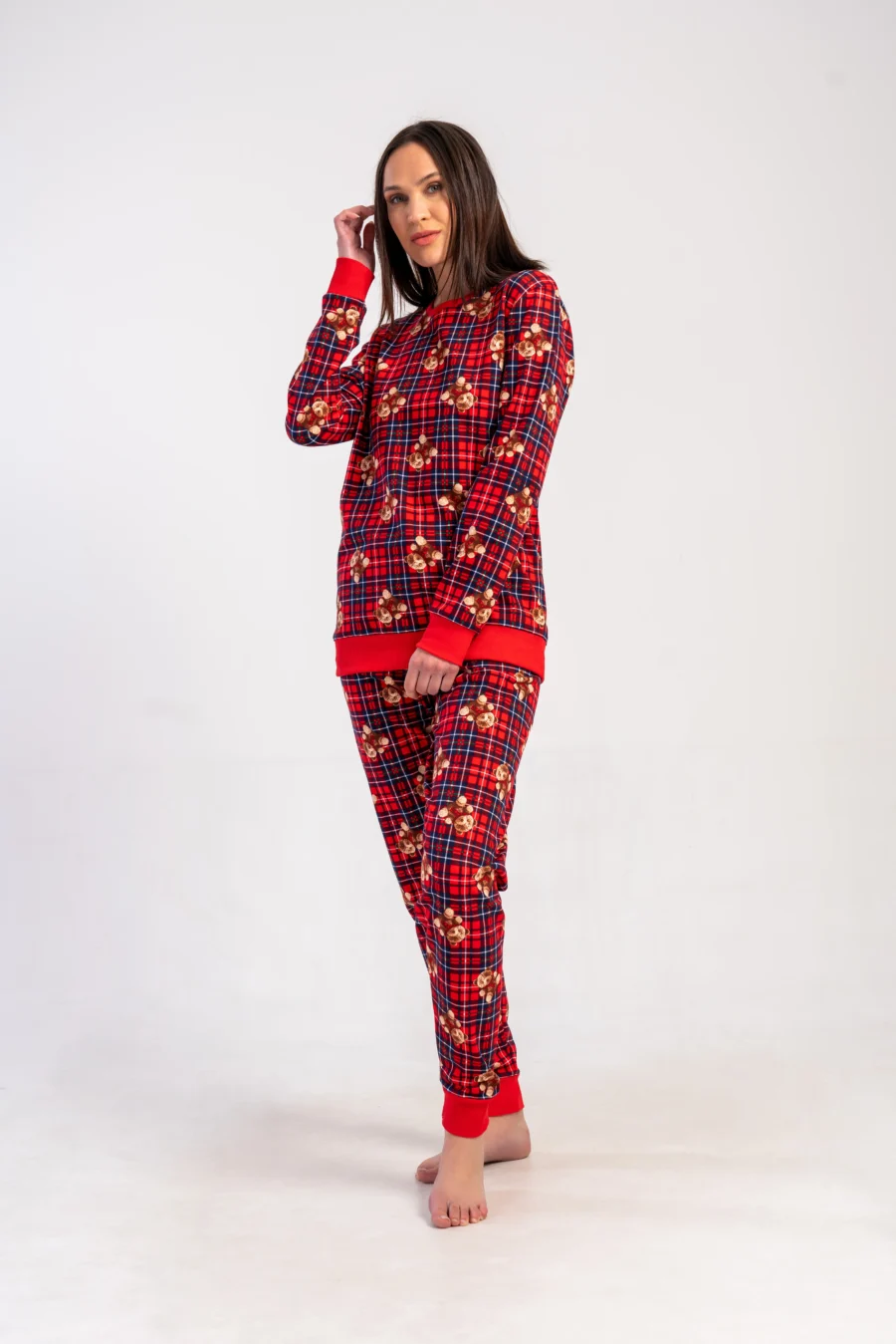 Piżama Damska Vienetta Bear Warmth, Czerwony, r. S-XL - obrazek 3