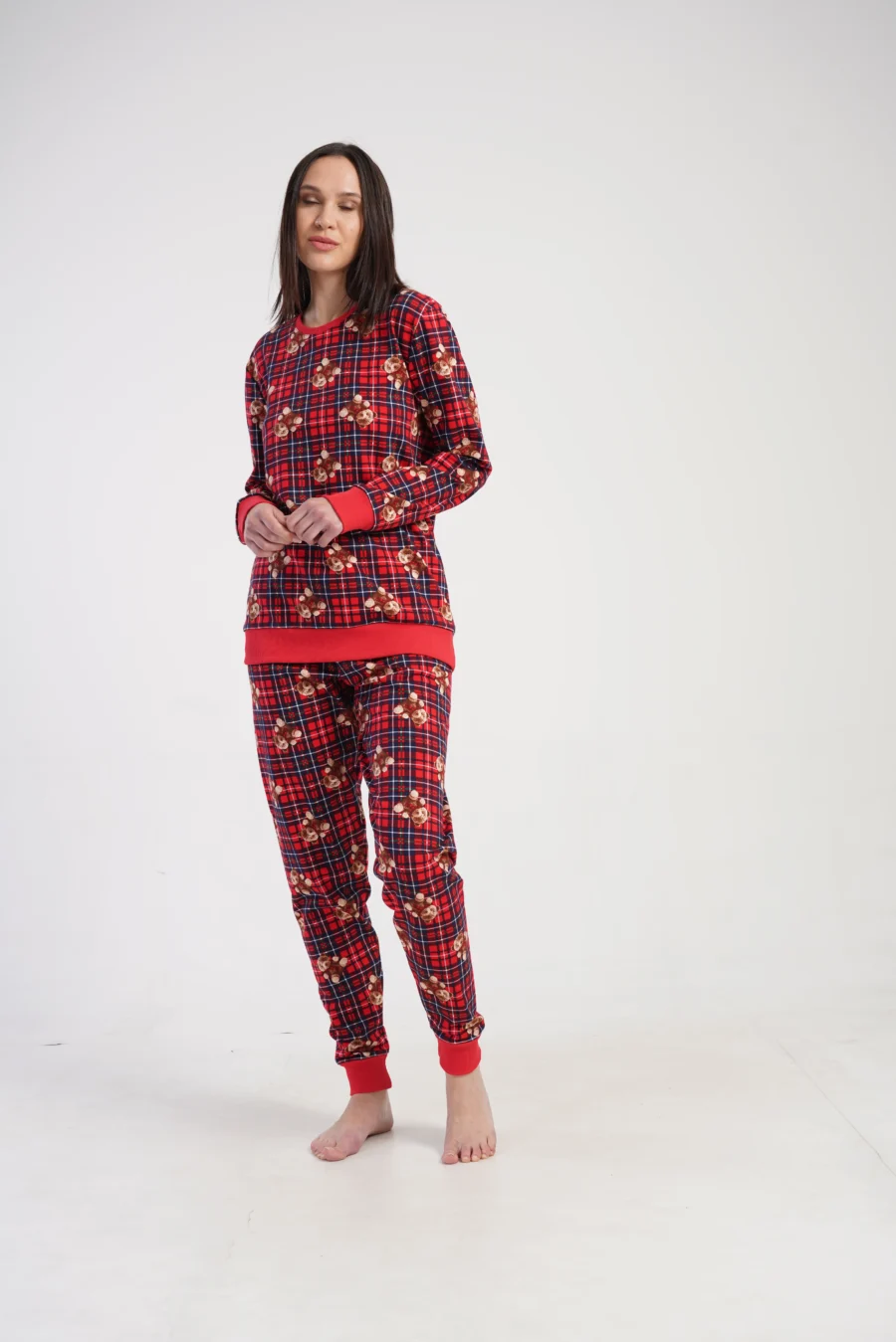 Piżama Damska Vienetta Bear Warmth, Czerwony, r. S-XL - obrazek 4