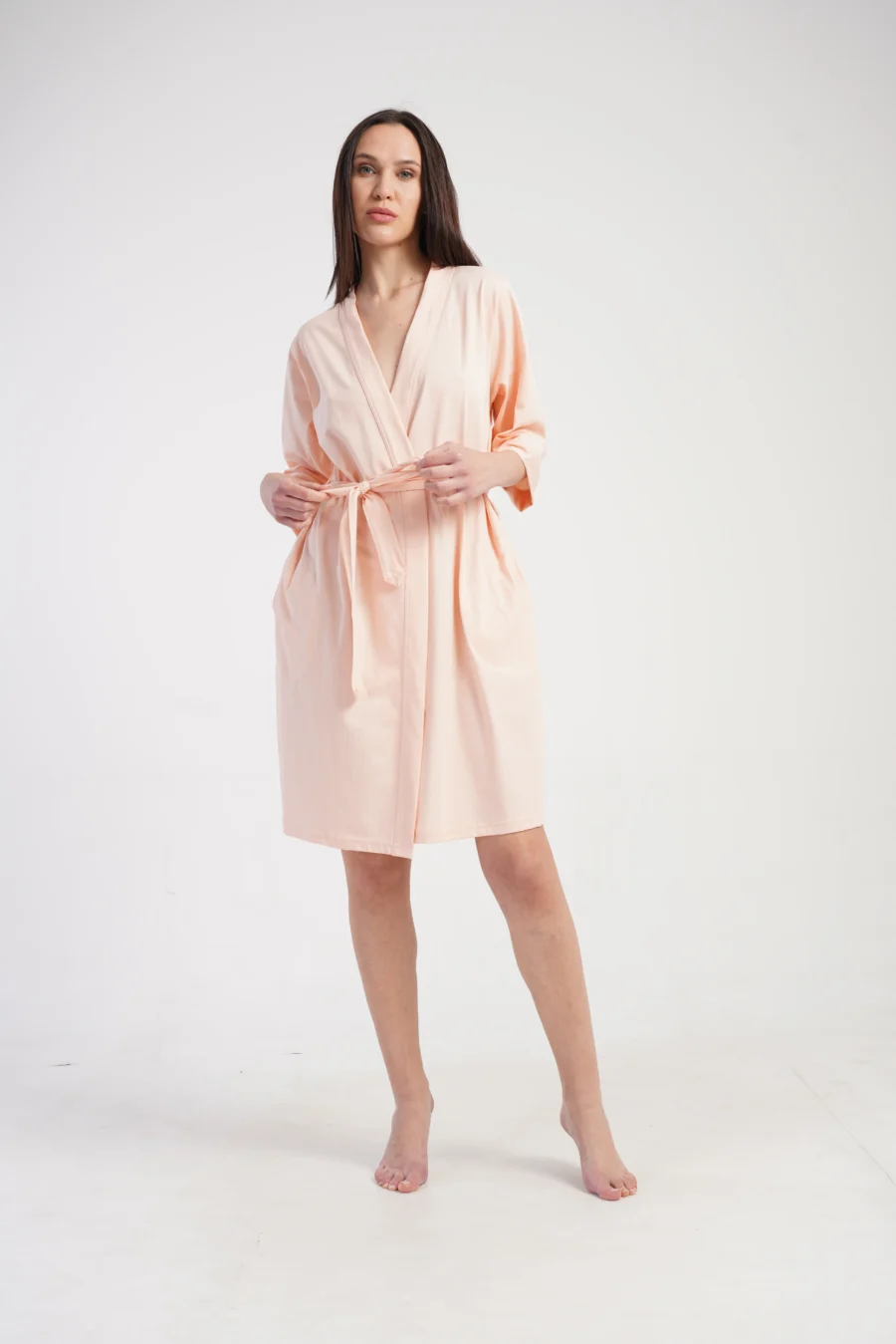 Szlafrok damski Vienetta Peach Cotton, Brzoskwinowy, r. 1XL - 3XL - obrazek 2