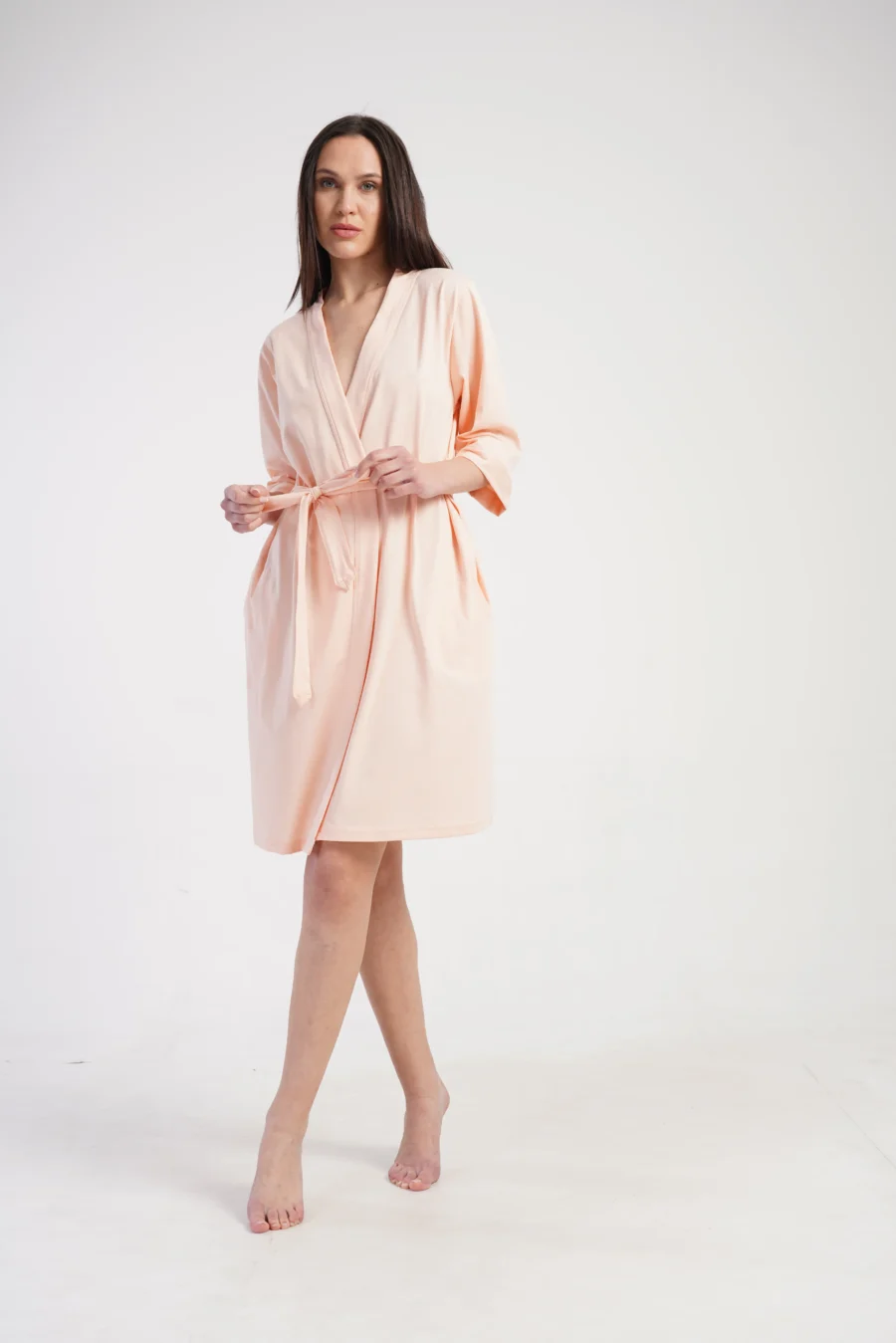 Szlafrok damski Vienetta Peach Cotton, Brzoskwinowy, r. 1XL - 3XL - obrazek 3