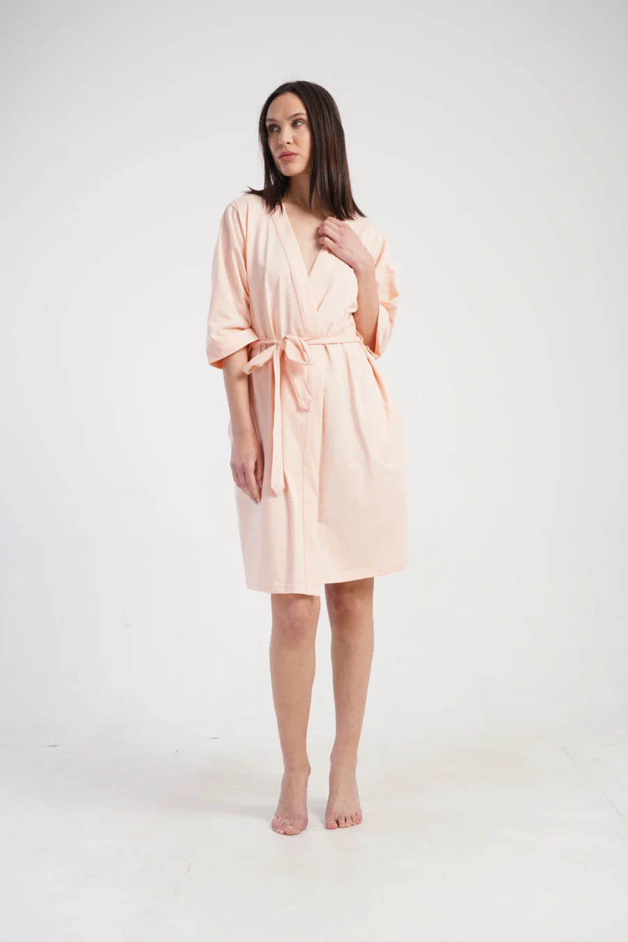 Szlafrok damski Vienetta Peach Cotton, Brzoskwinowy, r. 1XL - 3XL - obrazek 4
