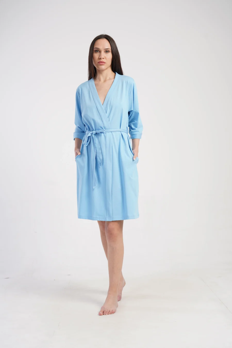 Szlafrok damski Vienetta Blue Cotton, Niebieski, r. 1XL - 3XL