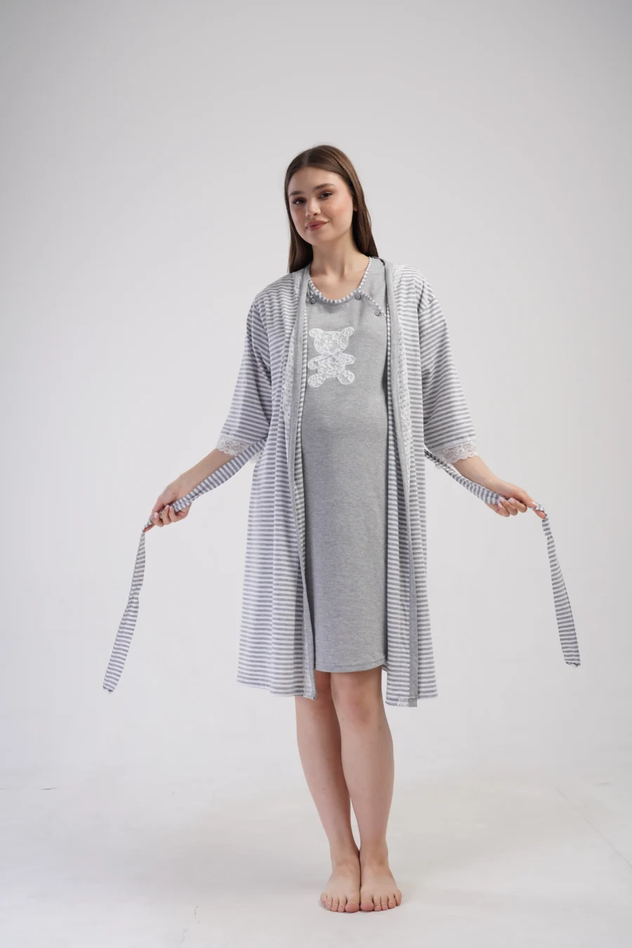 Komplet Damski Vienetta Mom Comfort, Szary, r. S-XXL - obrazek 6