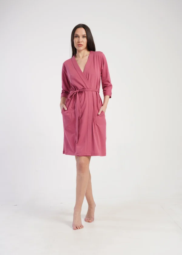 Szlafrok damski Vienetta Cotton Wrap, Różowy, r. S-XXL - M