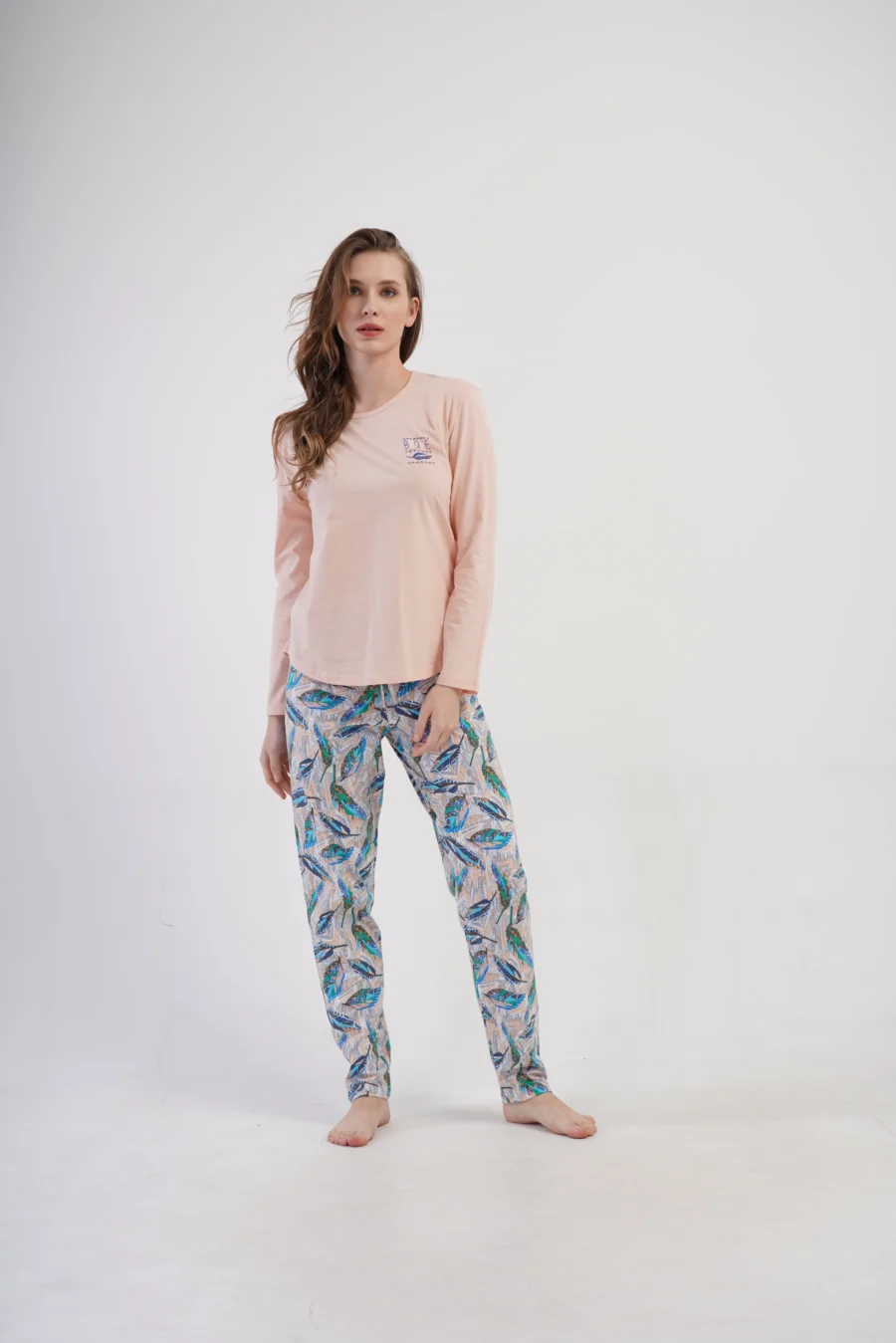Piżama Damska Vienetta Feather Touch, Brzoskwiniowa, r. M-XXL - obrazek 2