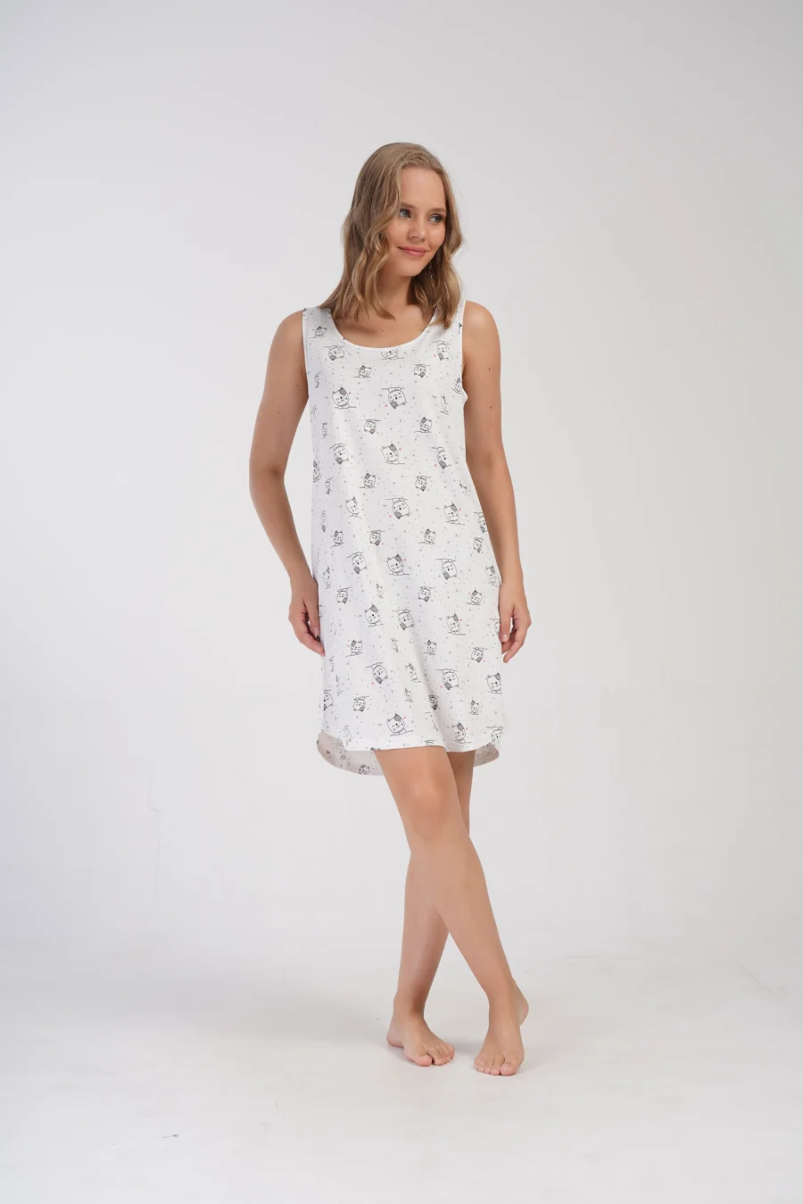 Koszula Nocna Vienetta Kitty Dream, Ecru, r. M-XXL - obrazek 2