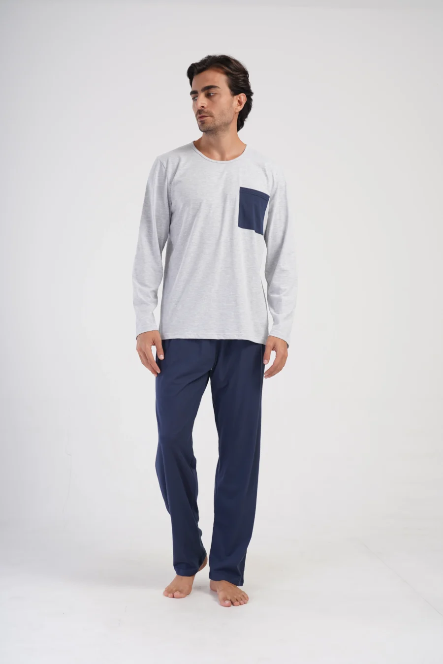 Piżama Męska Vienetta Classic Comfort, Szary, r. M-XXL - obrazek 2