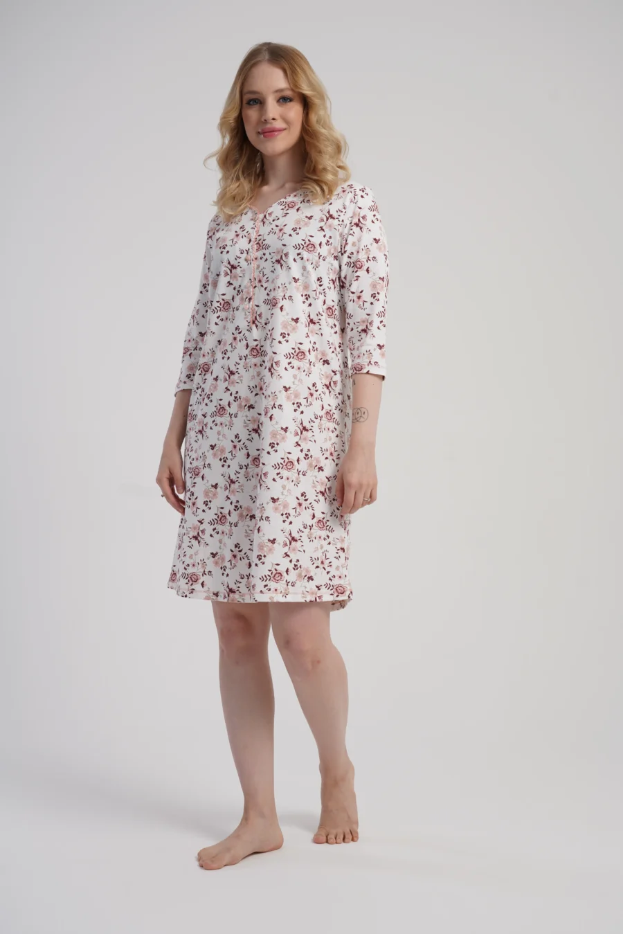 Koszula Nocna Damska Vienetta, Floral Dream, Biały, r. M - XXL - obrazek 3