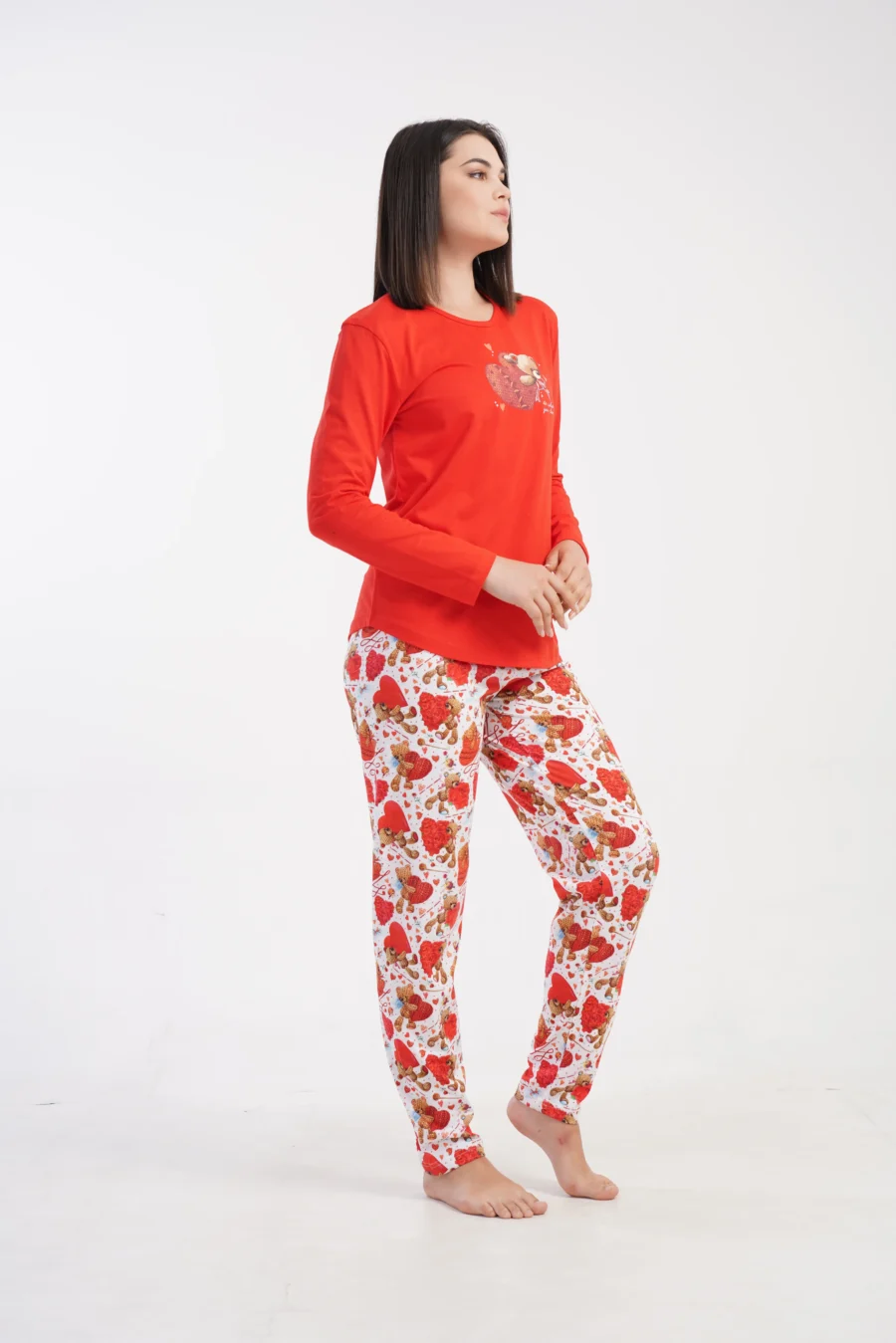 Piżama Damska Vienetta Sweet Bear, Czerwony, r. S-XL - obrazek 3