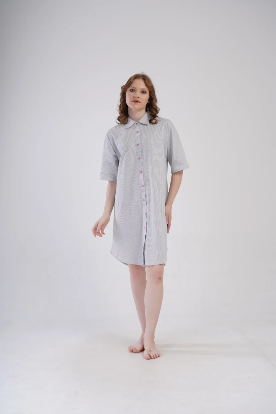 Koszula Nocna Vienetta Heart Stripes, Szary, r. S-XXL - obrazek 2