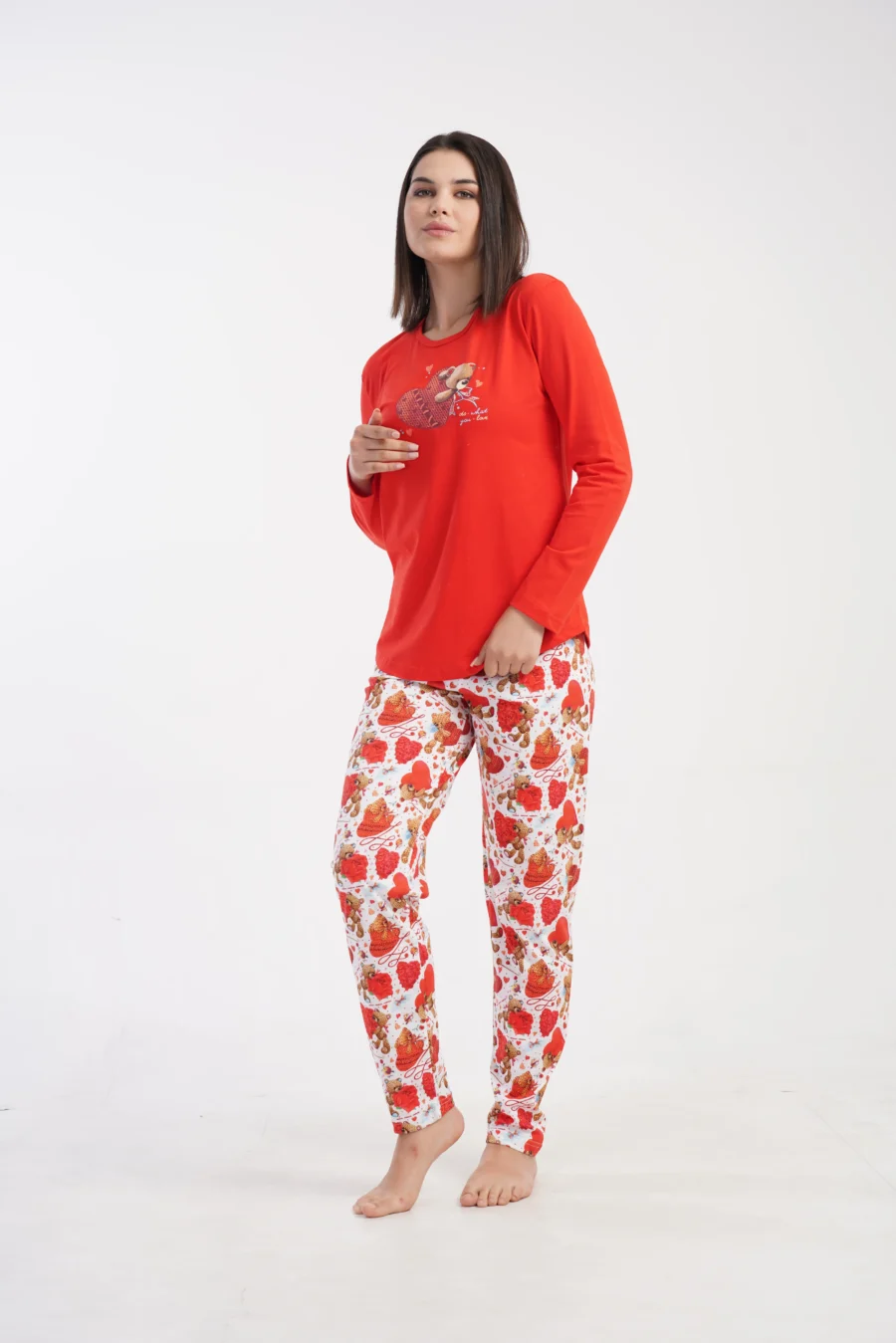 Piżama Damska Vienetta Sweet Bear, Czerwony, r. S-XL - obrazek 4