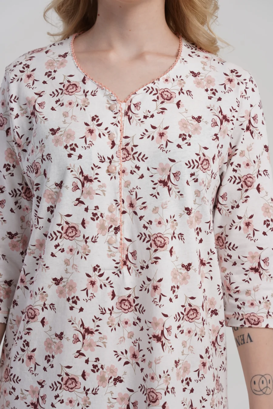 Koszula Nocna Damska Vienetta, Floral Dream, Biały, r. M - XXL - obrazek 6