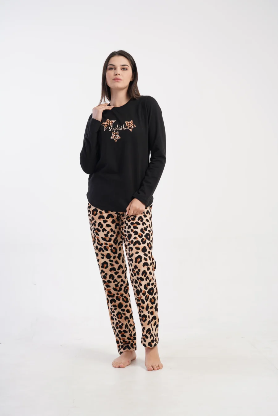 Piżama Damska Vienetta Stylish Panther, Czarny, r. S-XL - obrazek 2