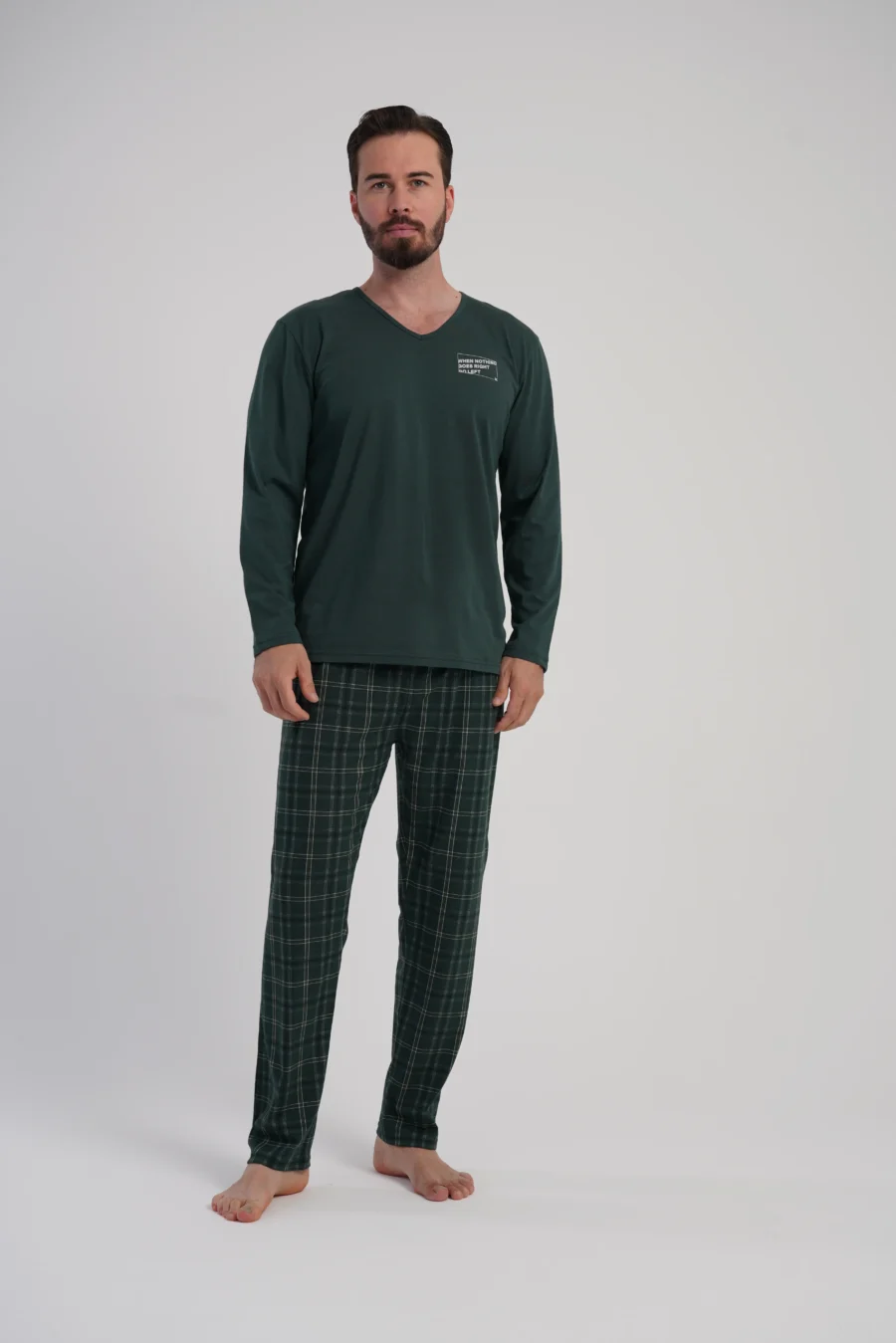 Piżama Męska Vienetta Green Classic, Ciemnazieleń, r. M-XXL