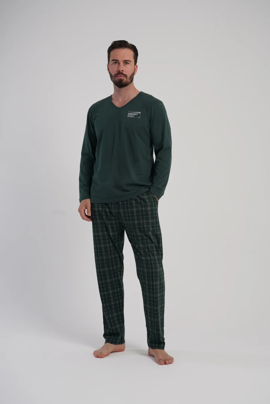 Piżama Męska Vienetta Green Classic, Ciemnazieleń, r. M-XXL - obrazek 2